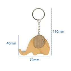 Custom Logo Cherry Koa Wood Keychain Keyring Custom Cute Elephant Keyrings For Handbag Holder