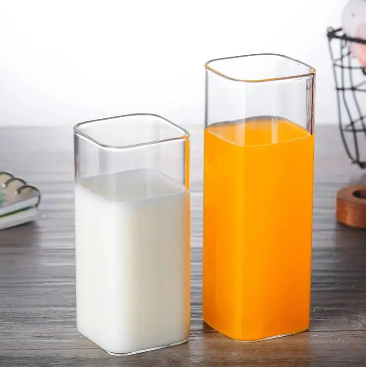 Borosilicate Square Whiskey Cocktail Glass Cup Bar Coffee Juice Ice Cream Milkshake Milk Beer Glasses Cup Transparent