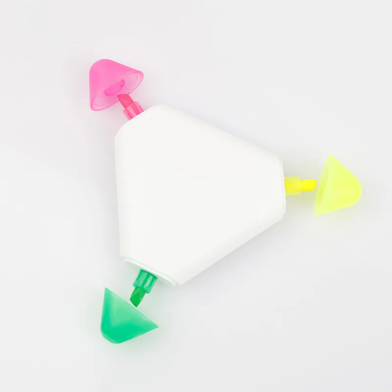 High Quality Three Color Triangle Shape Highlighter Pen Office School Stationery Marker Pen Multi-color Highlighter