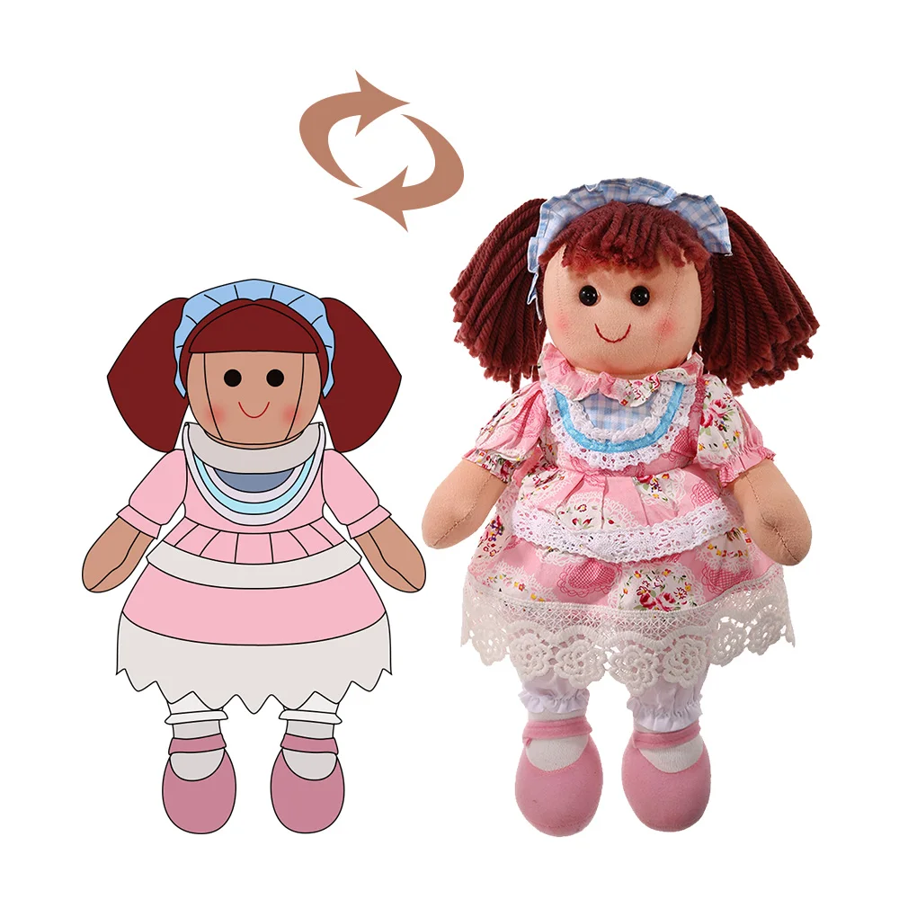 Оптовая продажа, мягкая плюшевая тряпичная кукла, чистая с розовым платьем, дешевая индивидуальная тряпичная кукла принцессы для детей