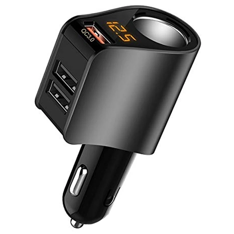  Дисплей напряжения 3 USB A Выход Автомобильное зарядное устройство прикуриватель