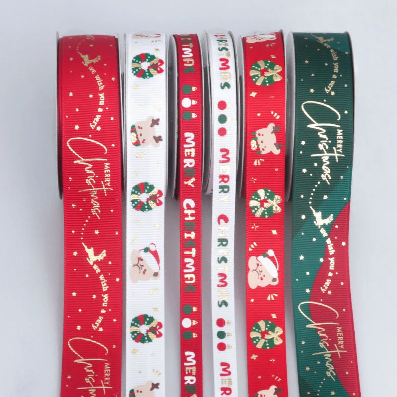 100% polyester red green jumping ribbon Christmas gift wrapping ribbon for Christmas gift decoration Christmas ribbon