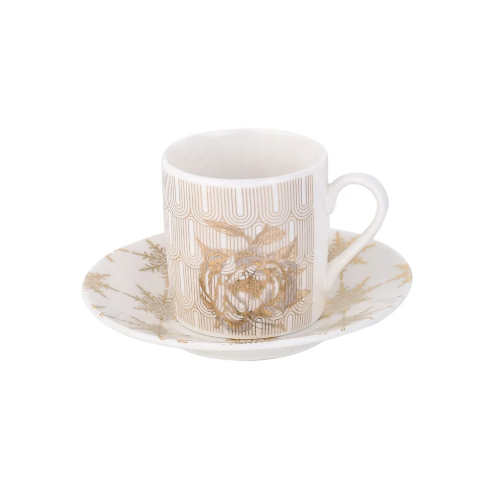 70ml Afternoon Drinkware floral decal elegant Turkish coffee tea cups saucer set of porcelain cup