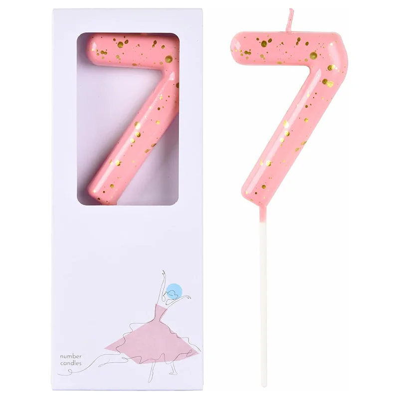 Wholesale 2.76 Inch Korea popular Classical Pink Gold 0-9 Number Happy Birthday party decoration Cake Digital Candles