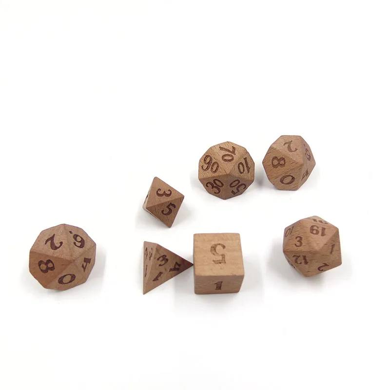 custom Dungeon and dragon carved DND wood dice