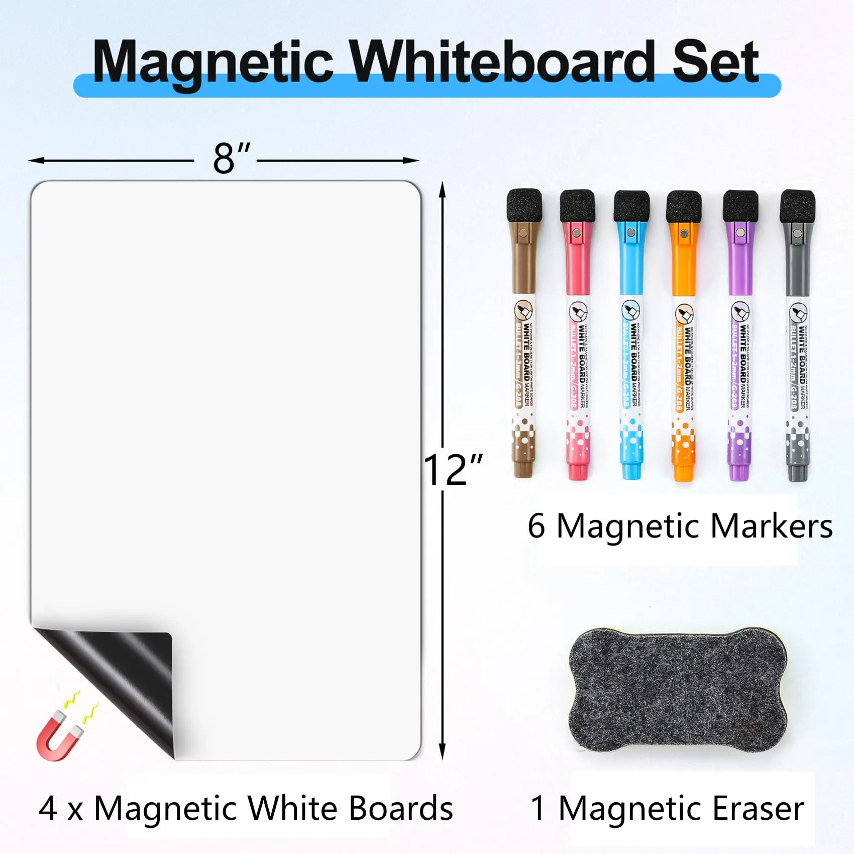 4 PACK Magnetic Dry Erase Board Sheet Erasable Refrigerator WhiteBoard Small Magnet Blank Notepad for Fridge