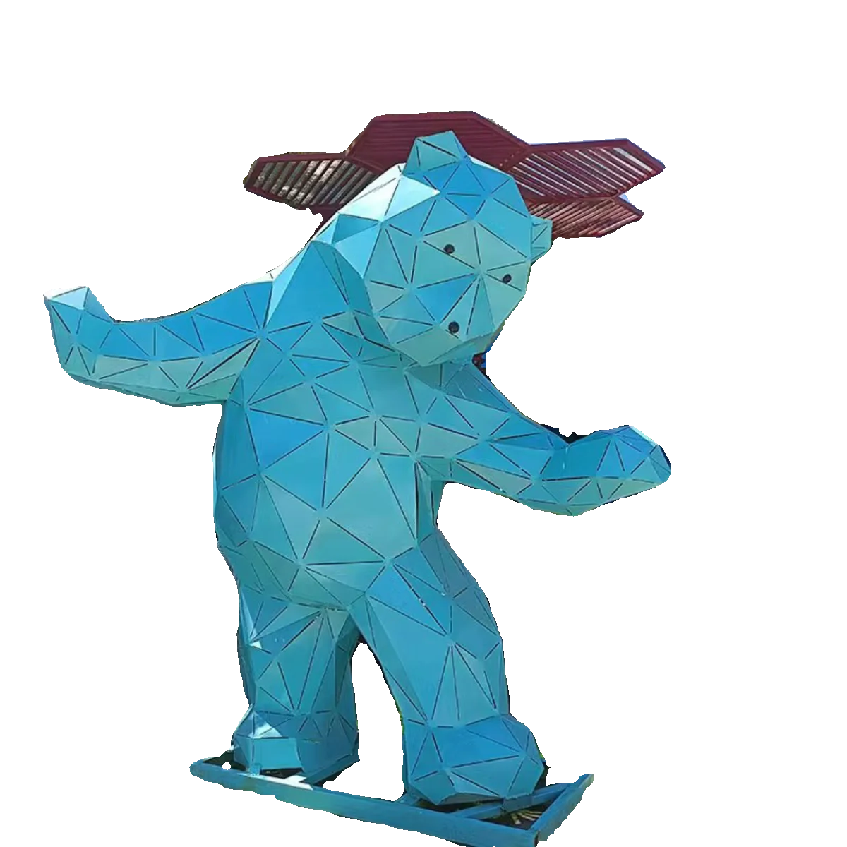 DS-1762 Powered LED light animal sculpture Stainless steel geometric Multi - faceted bear statue