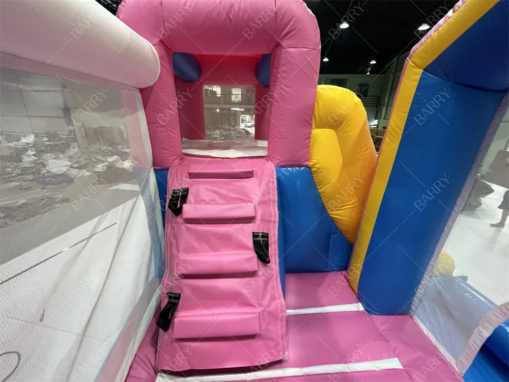 2024 Hot Sale Pink Princess Inflatable Bouncy House With Slide Combo Custom Made Comic Bounce Jump Castle With Air Blower