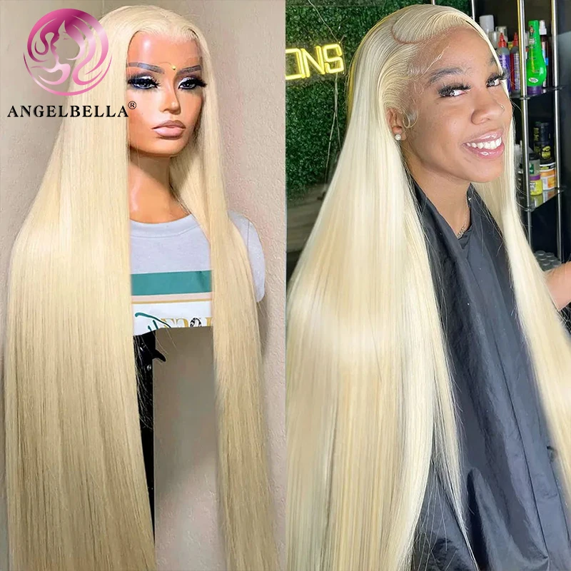 AngelBella Роскошные парики из натуральных волос Hd прозрачные фронтальные парики 30 дюймов светлый 613 13x6 Hd парик на фронтальной сетке