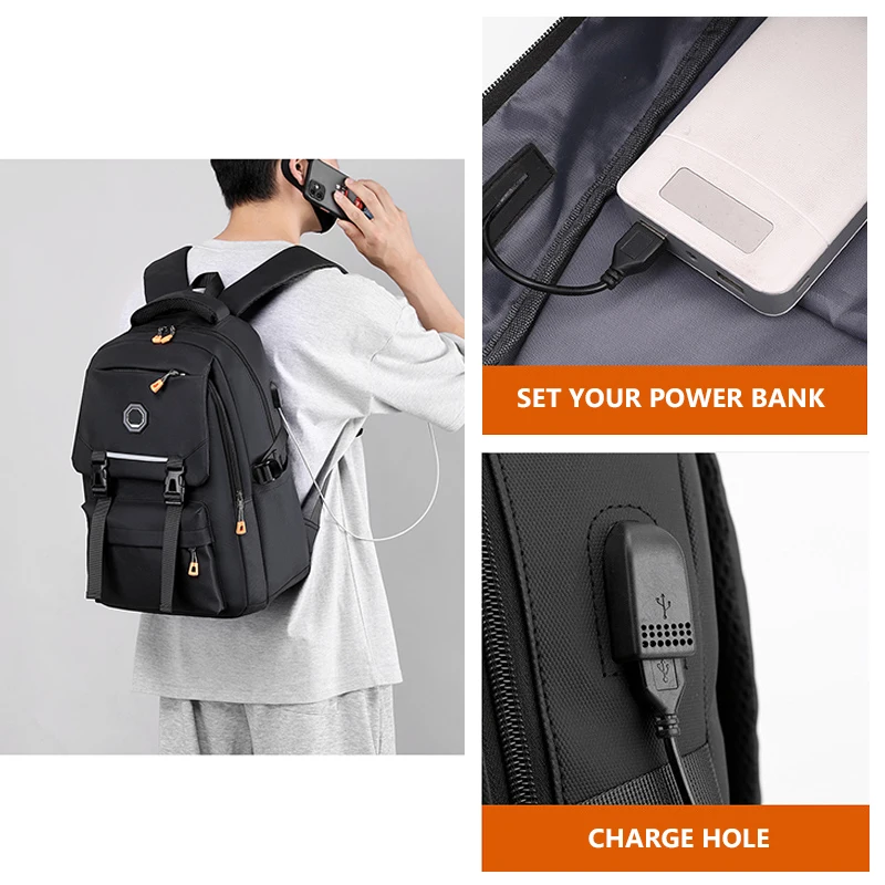 High Quality Business Computer Backpack Multiple Pocket USB Charger Port Laptop Backpack Shock Absorption Factory Wholesale