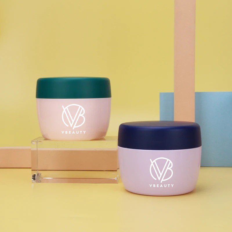 Recycled Plastic Cosmetic Jars Round Shape Cream Jar Customized Color Plastic Round Jars