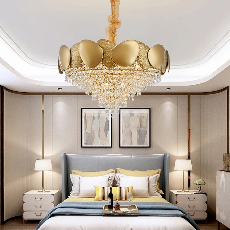 DLSSLIGHTING Modern Indoor Hotel Villa Pendant Lighting Luxury Stainless Steel Crystal Chandeliers