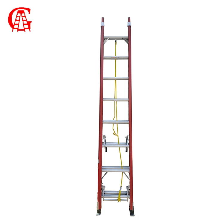 FRP insulated two sections Extension Fiberglass D-rung  Extension Ladder for electricity working
