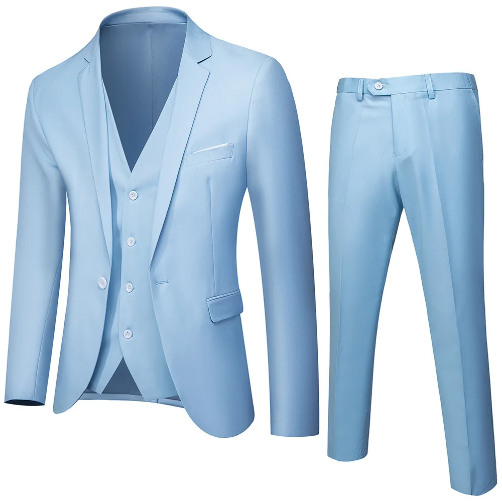 D0829TA37  High Quality Male Groom Wedding Blazers Jacket Coat Pants Vest 3 Pieces Set Sehe Fashion