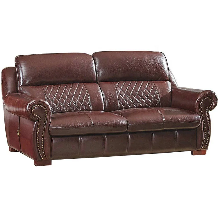 America style L shape soft comfortable seat feeling sectional real leather sofa chaise