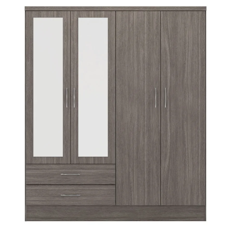 popular high quality smart walnut color big storage wardrobe clothes cabinet