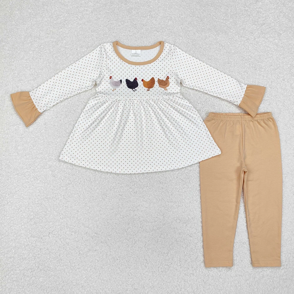RTS Baby Girls Toddler Light Brown Small Flowers Long Sleeve Boutique Bell Bottom Infant Children Kids Buttons Jumpsuits Rompers