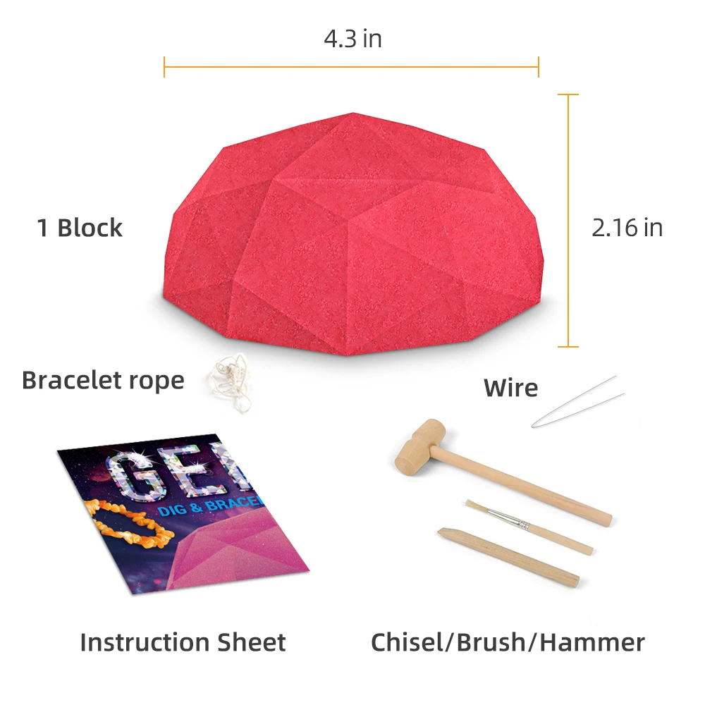 steam educational toys for kids gems dig and bracelet making suitable for over 6 years old children improve hand make skill dig