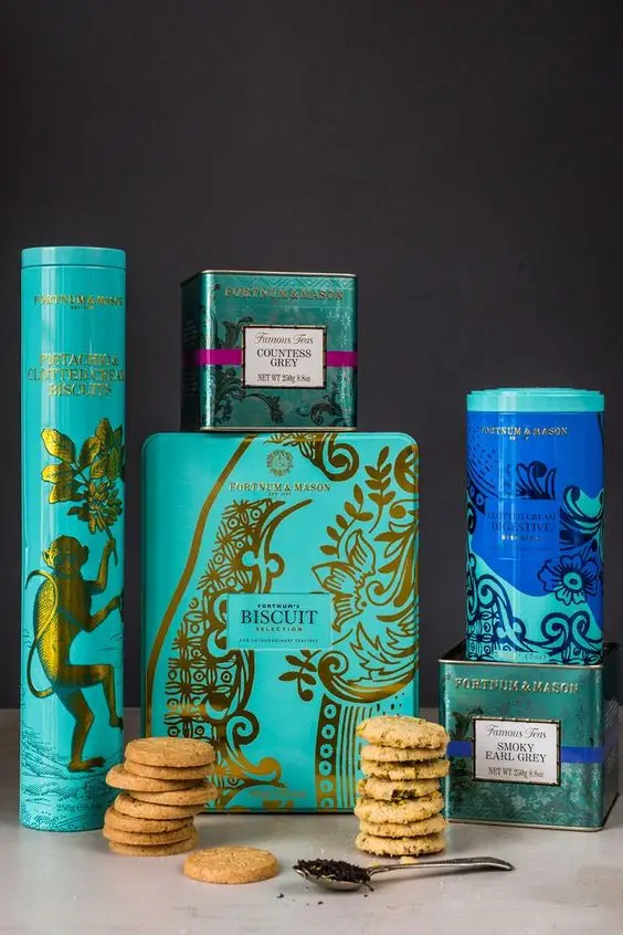 Custom printing large luxury sealed empty cookie packaging tin box airtight vintage emboss metal round tea tin case