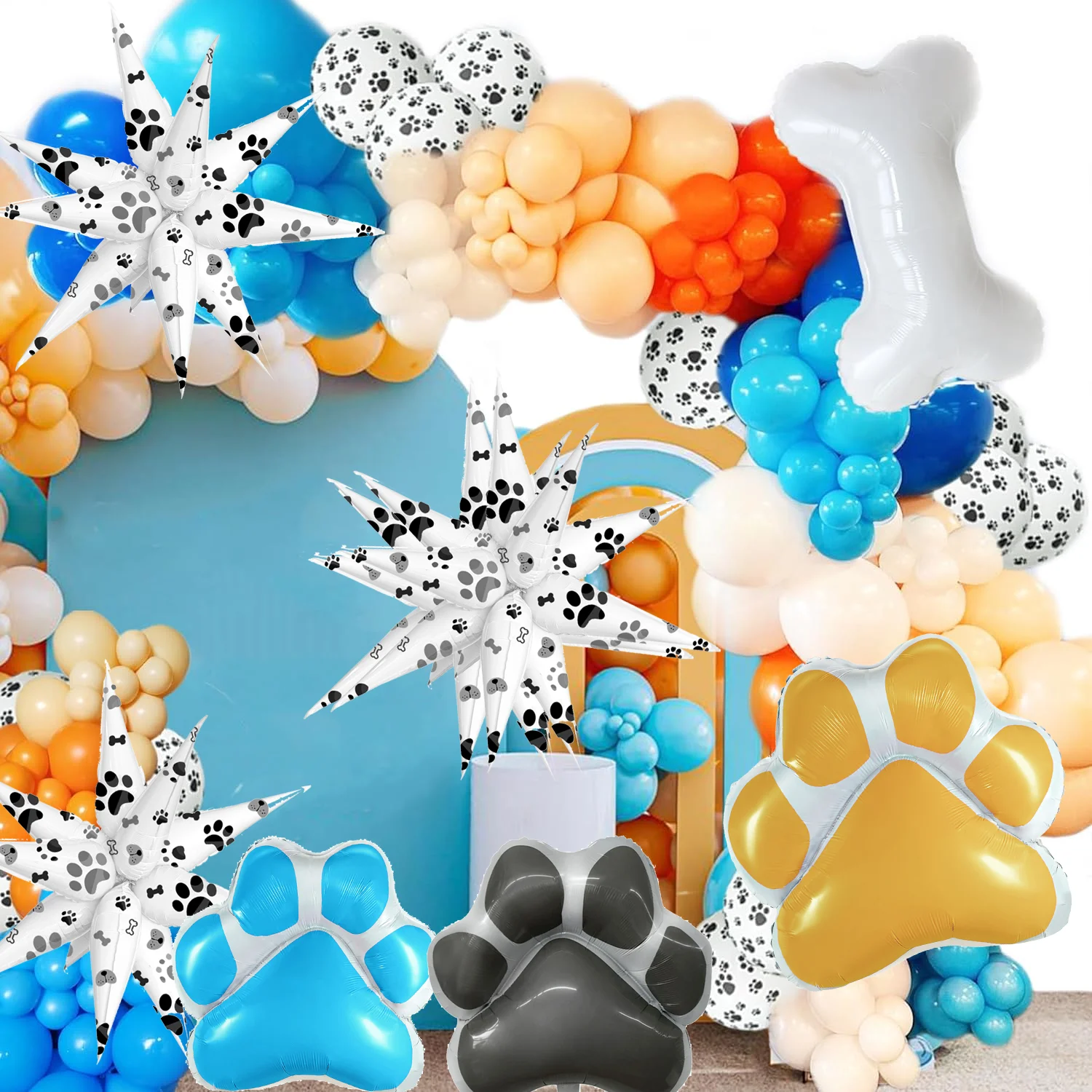 CYmylar dog party decoration  supplies dog paw balloons paw printing starburst foil balloons globos