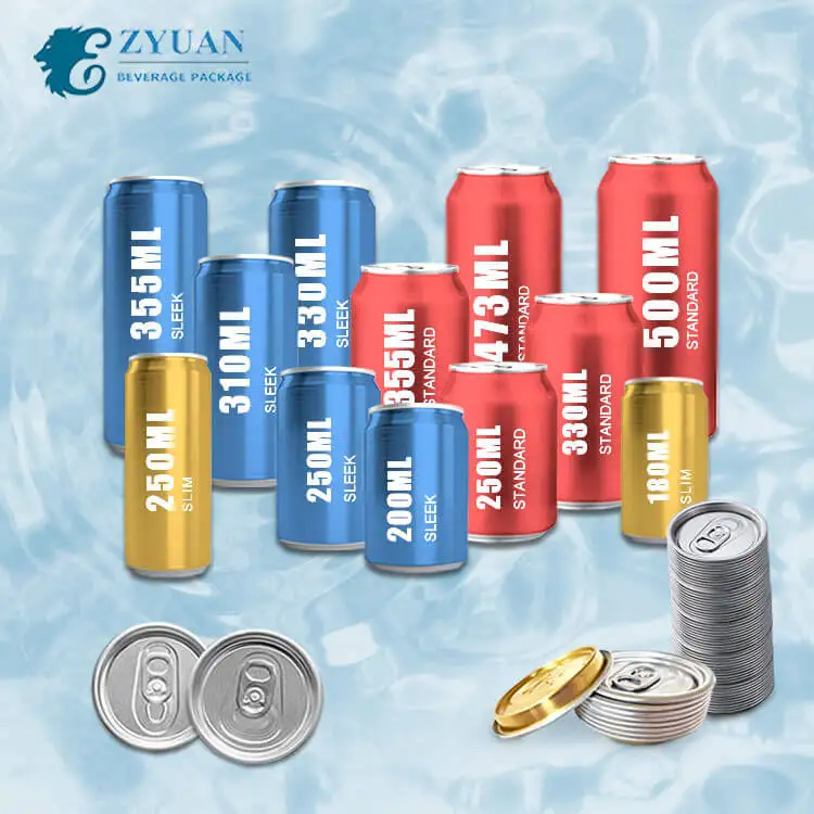 Wholesale custom color/logo packaging round aluminum drinking can with lid