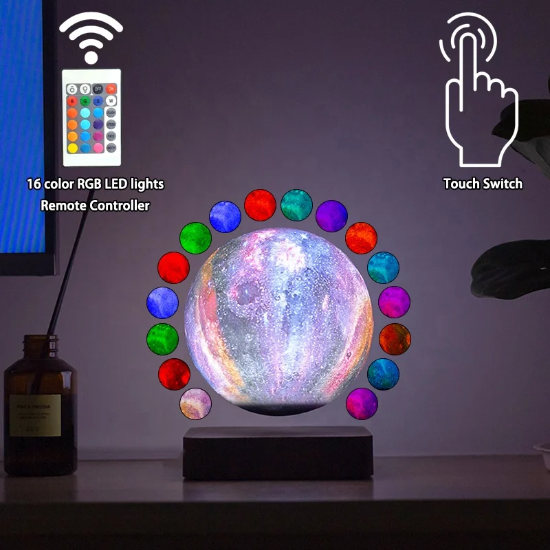Magnetic Levitation Dropshipping 3D Printing Galaxy Night Light Rechargeable Touch Remote Controller 16colors Galaxy Room Light