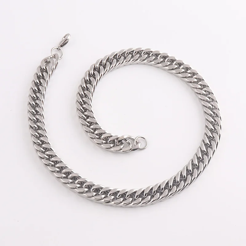 Hip Hop Jewelry 4-Side Cut 316L Stainless Steel Necklace Curb Miami Cuban Link Chain for Men