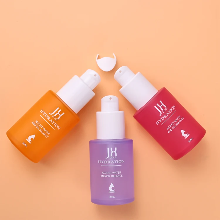 Luxury Empty 30ml Frosted Glass Face Oil Serum Bottle Packaging Glass Pump Cosmetic Serum Oil Dropper Bottle