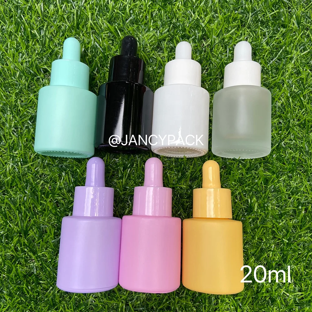 JANCY 20/30/40ML Colorful pink empty Essential Oil Perfume Lotion Foundation Glass Bottles clear frost dropper glass bottle