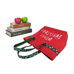Custom New Style High-Capacity Christmas Pattern Shopping Tote Canvas Shoulder Bags