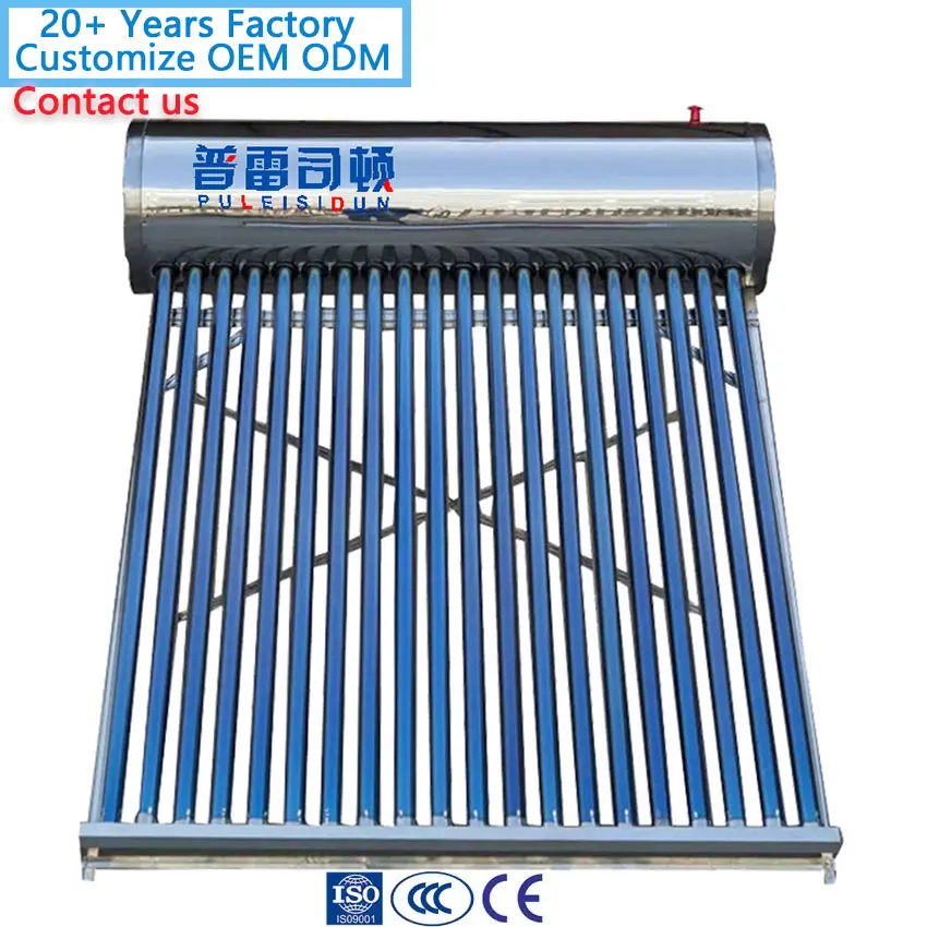 Top-Gravity Stainless Steel SUS 304 50L 100L 150L 200L Solar Power Water Heater with Low Unpressurized Vacuum Tube Factory Price