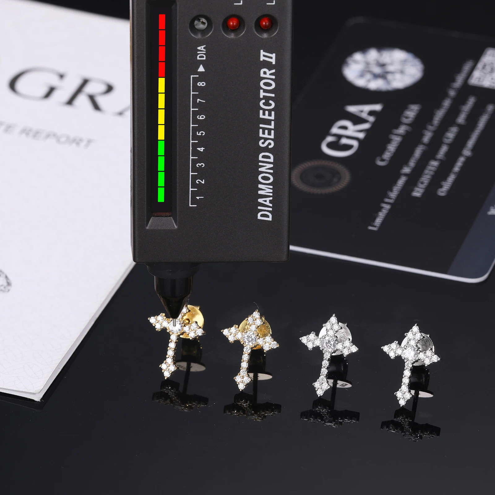 Religious Jewelry Christian Push Back 925 Sterling Silver VVS Moissanite Diamond Iced Out Tapered Cross Stud Earrings For Men