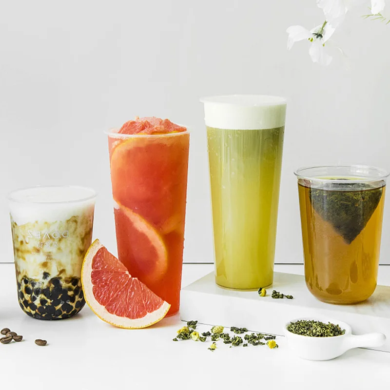 Custom printed clear 12 16 20 24oz PP PET transparent disposable plastic cup with lid