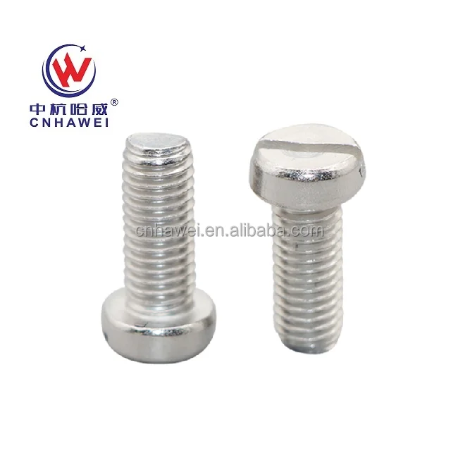 SS304/SS316 Slotted Cheese Head Screw Coarse Thread ISO 1207 Aluminium Nickel Material Various Sizes Lengths Oval Wafer M7 M16