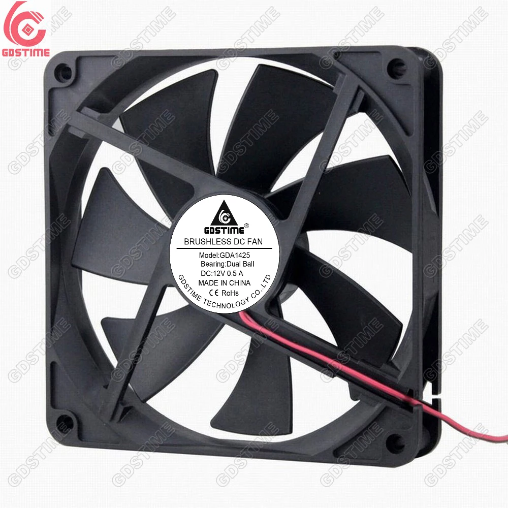 Gdstime GDA1425 Duall Ball Bearing 2600RPM DC 12V 140x140x25mm 14cm Brushless Air Cooling Computer Case