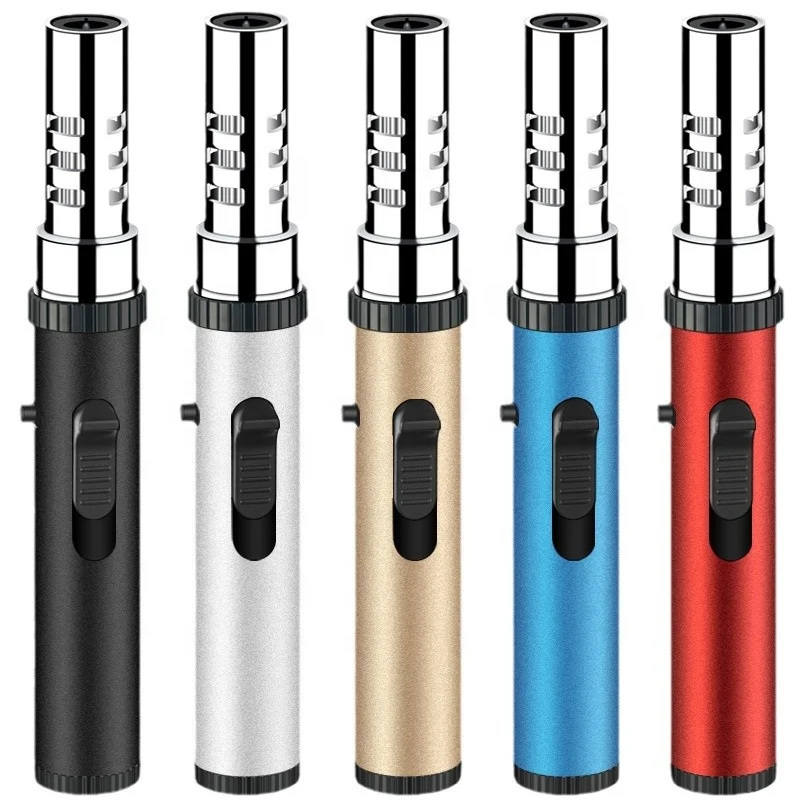 Good Quality Anti-tempte Gas-refill Cigar Lighters Portable Adjustable Flame Barbecue Grill Torch Metal Gun Lighter