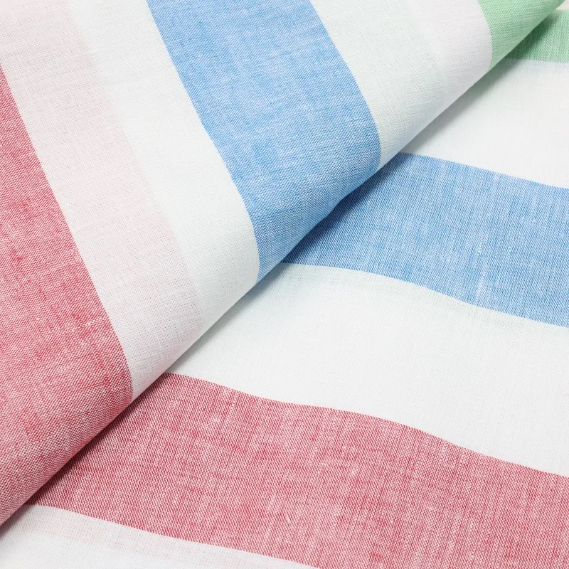 Manufacture Textile  Fabric Yarn Dyed Linen Cotton Multi Stripe for Shirts Men and Women