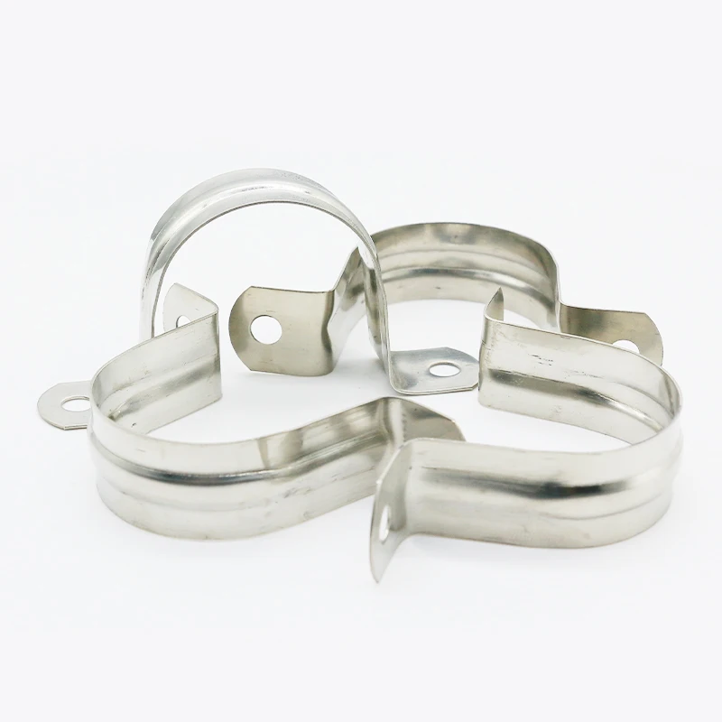 2 Hole 304 Stainless Steel Rigid Pipe Strap Saddle Clamp Wire Clamp U-Shaped Tube Pipe Cable Tie Clips