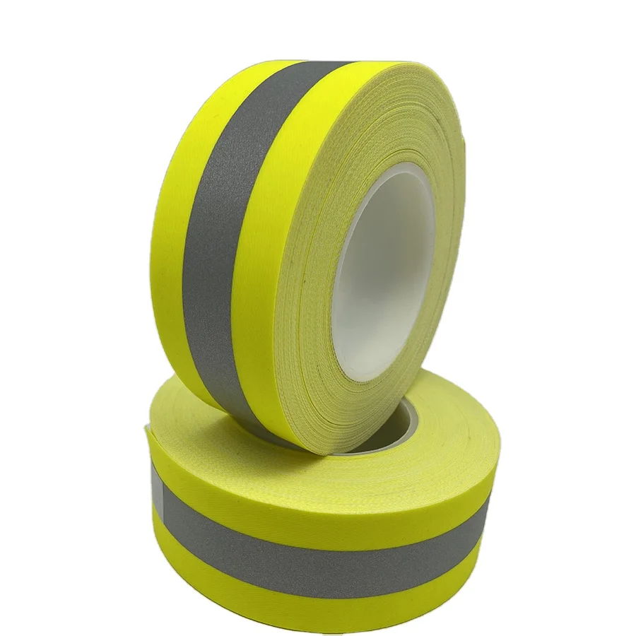 Yellow and Orange Red Flame Fire Retardant Warning Safety Strip Reflective Cotton Fabric Tape