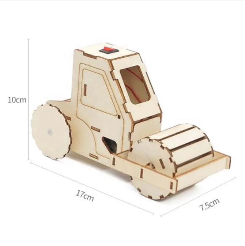 3D Puzzles Toy Scientific Circuit DIY Wooden Electric Roller Handmade Model Kits Run Game Desk toy