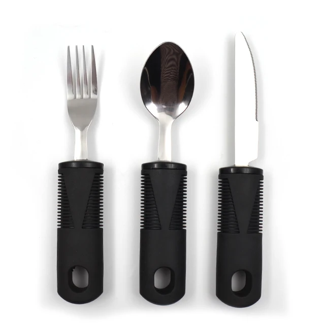 Adaptive Utensil Set Arthritis Aid Silverware Easy Grip for Shaking and Trembling hand Heavy stainless steel  Spoon Knife Fork