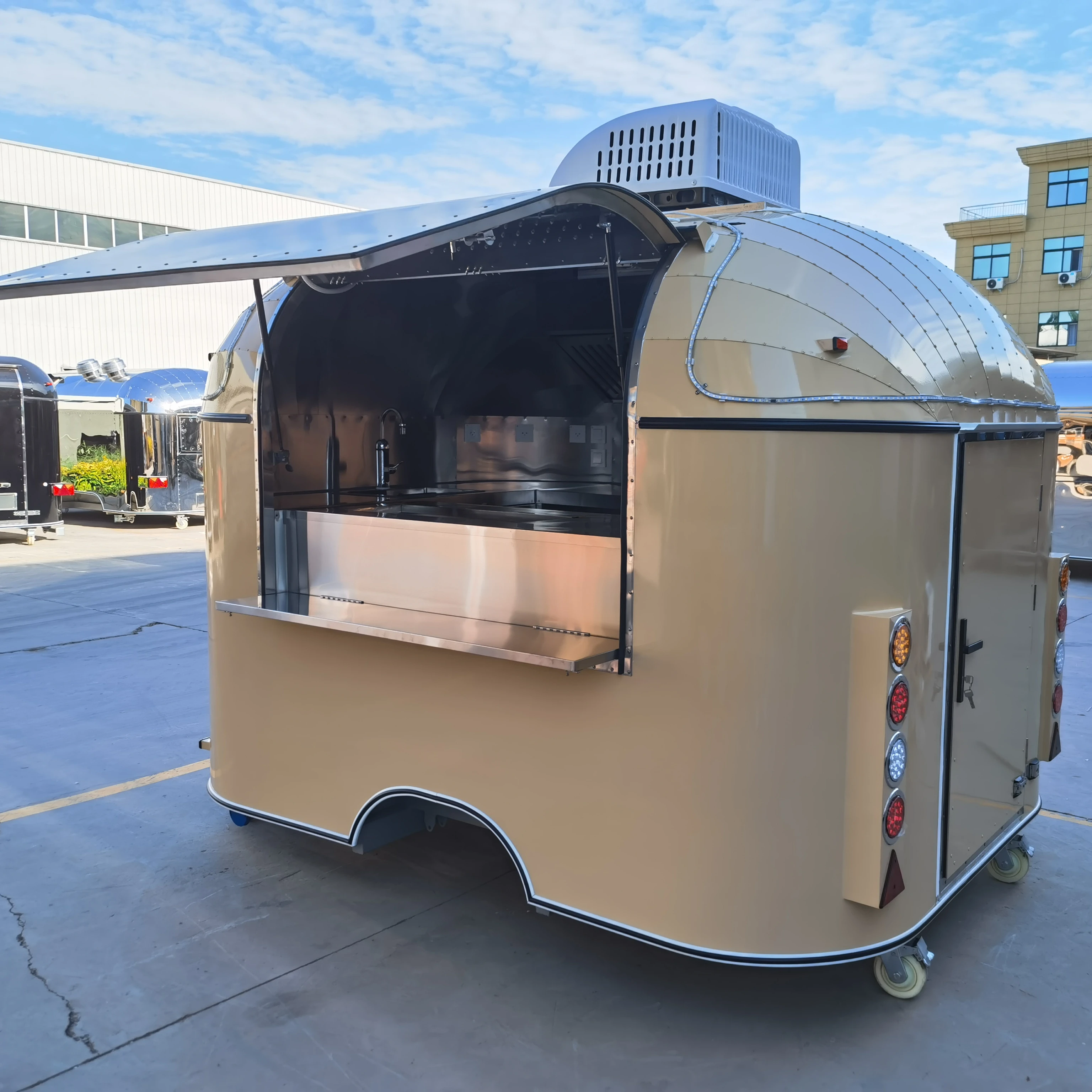 Stainless steel fully equipped food trailer kiosk shopping center and mobile fast food truck export to Israel