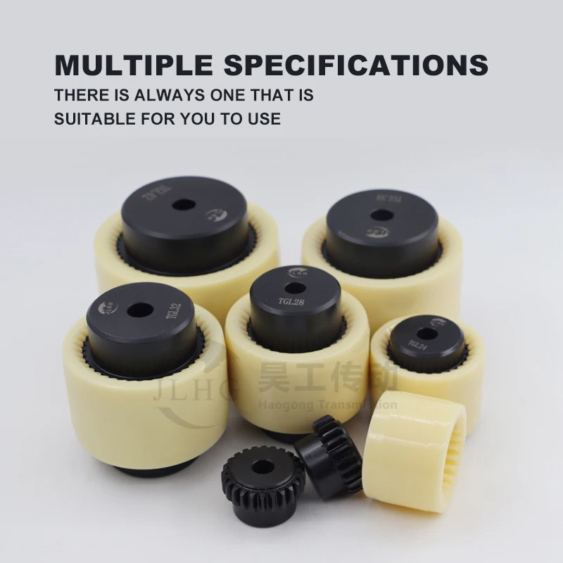 Drum shaped teeth coupler Coupling, keyway Made of Flexible Nylon Sleeve gear with crowned teeth, Curved tooth,Customizable hole