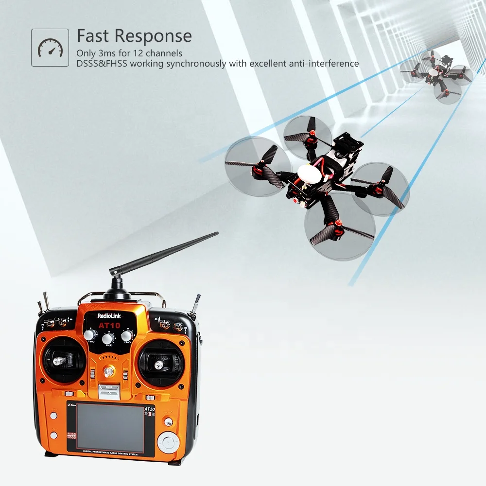 Radiolink Factory AT10II 12 Channels RC Transmitter and Receiver R12DS 2.4GHz Radio Remote Controller for RC FPV Racing Drone