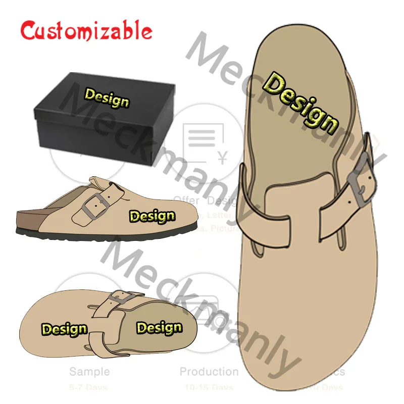 Clogs Mules Cow Suede Logo Custom Support New Women Casual Genuine Leather Mules Unisex Clogs Cork Slippers