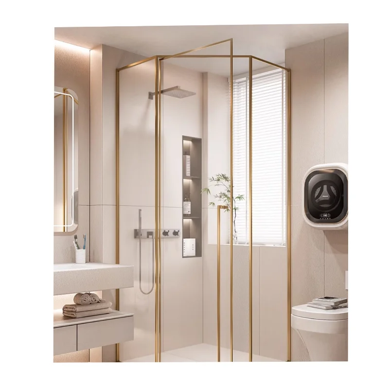 China Modern Design Glass Shower Room Swing Bathroom Glass Shower Doors Shower Cabin Simple Rectangle Straight Aluminium Alloy