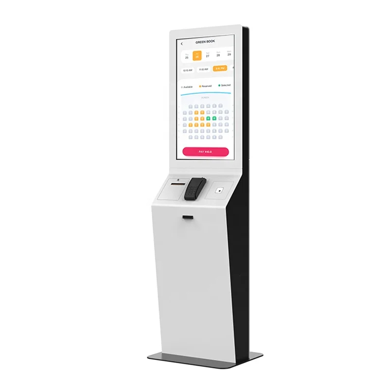 Floor standing Android 32 inch Interactive check in queue ticket dispenser self service ticket kiosk machine