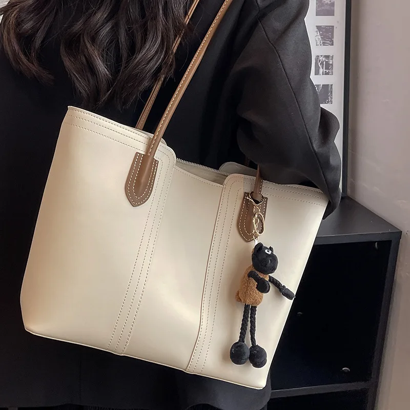 New Hot Ladies Large Pu Leather Tote Shoulder Bag Dropshipping Female Handbags Big Totes Bag With Zipper Handbags For Women