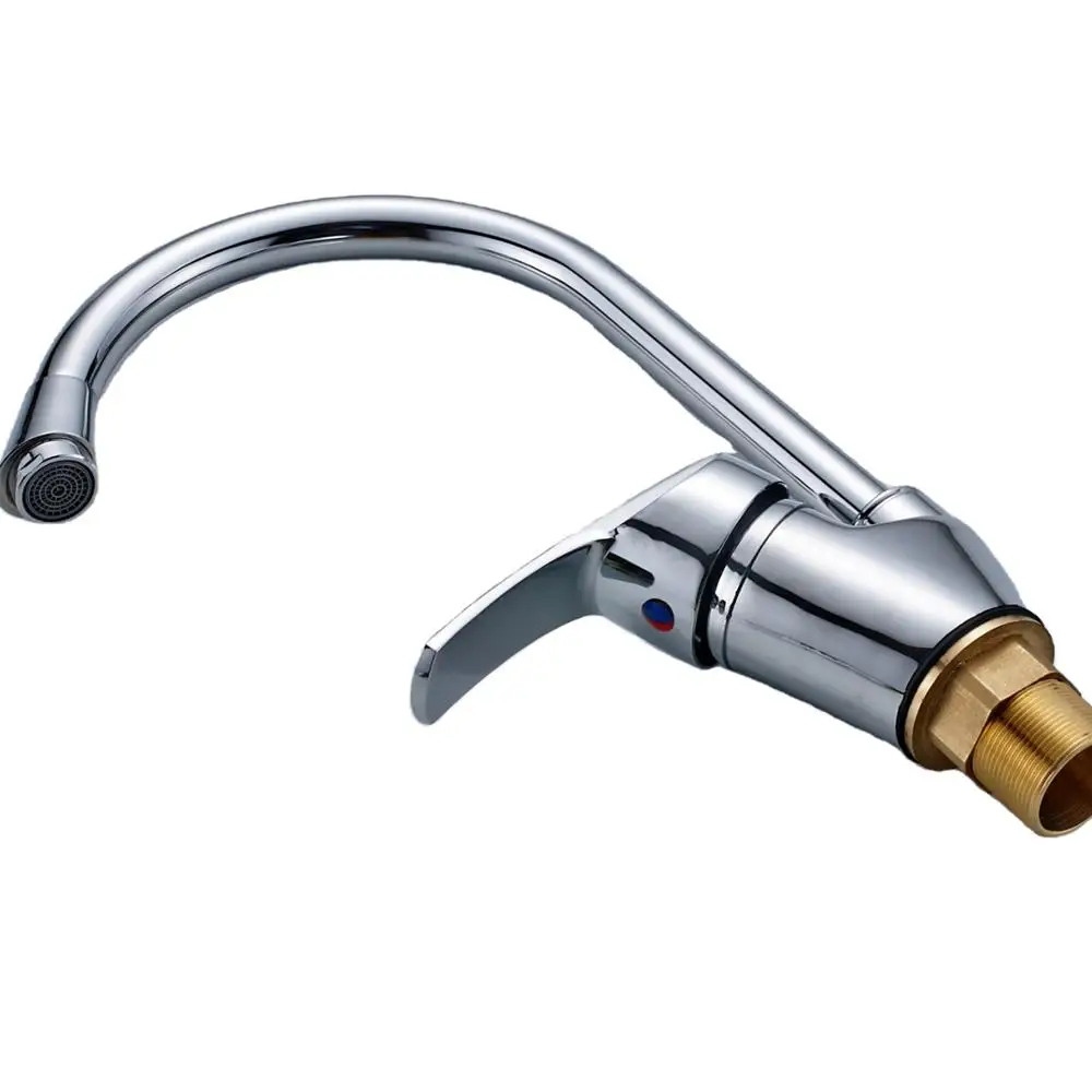 Deck Mounted Chromed Kitchen Faucet, Brass Kitchen Faucet, griferia de cocina