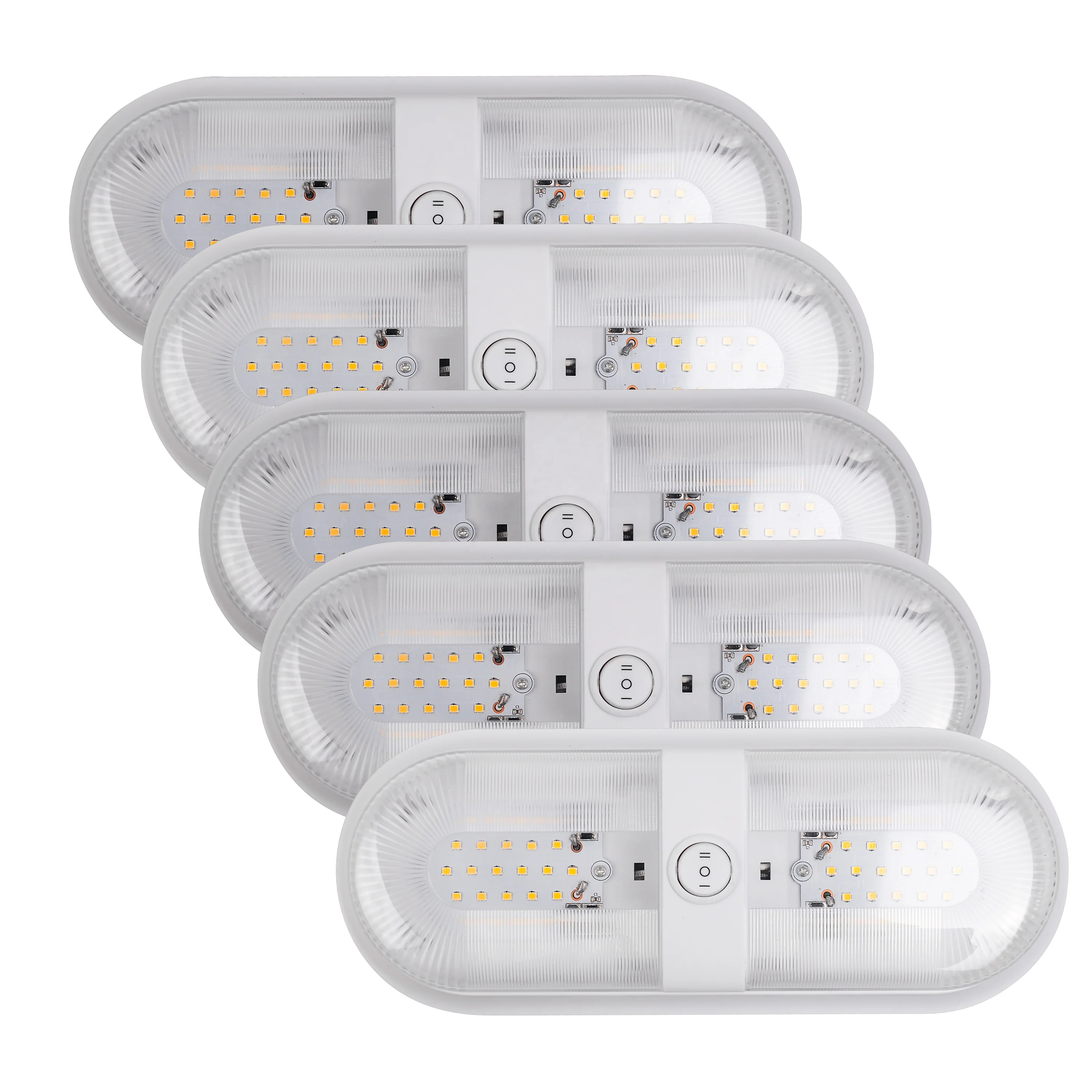 5 Pack RV LED Ceiling Double Dome Light Fixture ON/Off Switch Interior Lighting for Car/RV/Trailer/Camper/Caravan